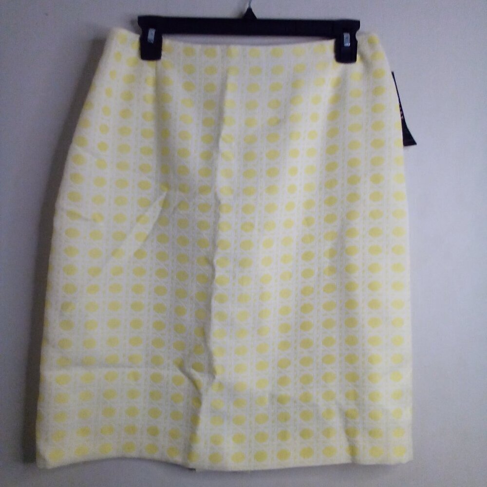 Alex Marie Skirt Women 8 Career Classic Pattern Yellow White